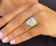 14K SOLID YELLOW GOLD EMERALD CUT MOISSANITE ENGAGEMENT RING BEZEL SET 3.50CT