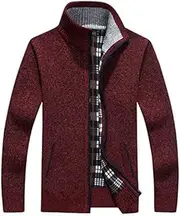 [Generic] Men's Casual Slim Full Zip Thick Knitted Thickened Sweater with Stand up Collar, Loose and Warm Knit Sweater, Jacket, topSweaters with Pockets