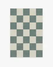 120' x 185' | Machine Washable Runner Rug | Kid & Pet Friendly | Indoor Rug | Jaque Checkered Slate Green Rug | Ruggable