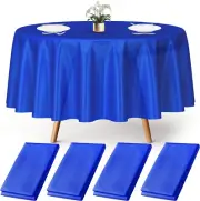 4 Blue round Plastic Tablecloth 84" - Disposable Red Tablecloths - Plastic Table