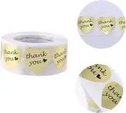 TOGEVAL 1Roll Heart Shape Thank You Stickers of Sealing Labels for Baking Candy Bags and DIY Crafts Adhesive Stickers for Personal Touch