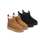 UGG DREAMMERINO® UGG Sheepskin Wool Elastic Band Platform Chelsea Ankle Boots