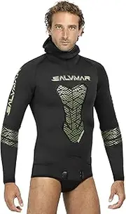 Salvimar Spearfishing Men's Underwater Wetsuit, Black with Army Green Inserts, XXL