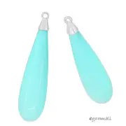 2 Sterling Silver Shell Pearl Dangle Charm Earring Beads Turquoise Blue #98077