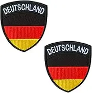 2 Pieces Germany Shield Flag Patch Embroidered Applique Iron On Sew On Deutschland German Shield National Emblem Patch for Jackets Jeans Jersey Biker Soccer Clothes Uniform Ironing Sewing Art