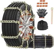 SCITOO 195-275mm Snow Chains For Car SUV Pickup Trucks,Quick Easy Installation Tire Traction Chain,Adjustable Universal Emergency Anti-Skid Thickening Snow Chains - Set of 10