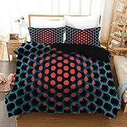 3D Stereoscopic Quilt Doona Duvet Cover Set with Dense Holes Pattern King, 2 Pillow Cases