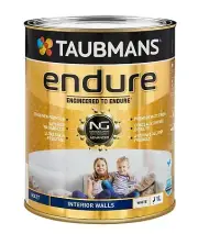 Taubmans ENDURE INTERIOR WALL PAINT Inhibits Mould, Matt WHITE- 1L, 2L Or 4L