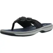 Cloudsteppers by Clarks Womens BrinKley Flora H Navy Thong Sandals BHFO 9386