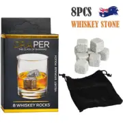 8PCS Whiskey Stones Ice Melts Reusable Natural Marble Chilling Scotch Rocks Cube