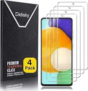 [Didisky] [4 Pack] Tempered Glass Screen Protector for Samsung Galaxy A53 / A52 / A52 5G / A52S 5G, Anti Scratch, 9H Hardness, No Bubbles, High Definition, Case Friendly, Transparent
