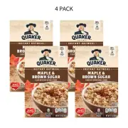 4 PACK Quaker Instant Oatmeal Maple Brown Sugar, 100% Whole Grain Oats 12.1 Oz