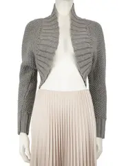 Grey Wool Chunky Knit Cardigan