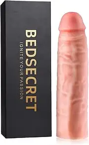 Reusable Condom Penis Sleeve Extender Realistic Textured Cock Extender Body-Safe Stretchy Ultra-Soft Material Cock Enlarger Applicative for Men & Couple