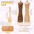 Wood Salt and Pepper Grinder Set with Spoon Coarseness Adjustable Salt KJy