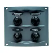 BEP Splash Proof Fused Switch Panel 4 Gang Grey