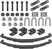 RV Murts 4 Leaf Trailer Axle Springs Tandem Suspension Kit for 3500lb Camper Axle Wheel with U-Bolt, Hanger and Shackle Kit, Boat Trailer Spindle Parts & Accessories, Durable(2 set)