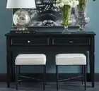 Modern Black Satin 2 Drawer Console Hallway Display Table with Chrome Handles