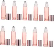 SAFIGLE 10Pcs Pink Essential Oil Roller Bottles Containers for Aromatherapy Perfumes Leakproof Design with Plated Caps for Travel Daily Use