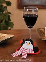 PENGUIN Wine Glass Coasters Set of 2 Unique Bar Decor