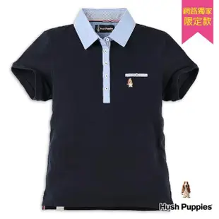 【Hush Puppies】女裝 POLO衫 經典牛津配色短袖POLO衫(丈青 / 33201901)