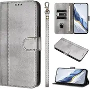 [BEENTRYS] Wallet Case for Samsung Galaxy A73 5G Cover,Flip Folio Case PU Leather Card Slots Holder Kickstand Magnetic Closure Durable Shockproof TPU Protective Phone Case-Gray