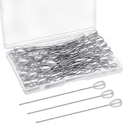 Corsage Pins Teardrop Pearl Head Pins Wedding Bouquet Pins White Straight Head Pins for DIY Jewelry Making Sewing Wedding Flower Decorations (100 Pieces with 1 Box)