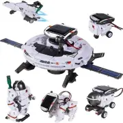 Stem 6 In 1 Education Solar Robot Toys Space Toys DIY Building Science-Grey
