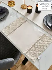 Catherine Lansfield Set of 4 Champagne Deco Sequin Dining Placemats (AM3717) | $58