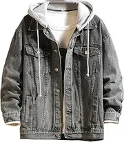 [Generic] Long Sleeve Trucker Hooded Outwear Classic Denim Jacket with Hoodies Big And Tall Hooded Denim Jackets