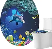 Toilet Seat Stickers,Bathroom Decorative Window Clings Self-Adhesive Sea Theme Decal - Modern Room Decor, Waterproof PVC Home Decorations for Wall Tile Door Glass