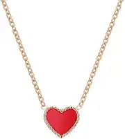 [Grneric] simplicity Titanium steel rose gold little red heart necklace
