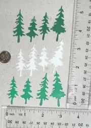 small PINE TREES 20 pc. cardstock paper die cut embellishments