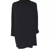 Chicos Travelers Womens Asymmetrical Neck Dolman 3/4 Sleeve Top Black Size 2 Lar