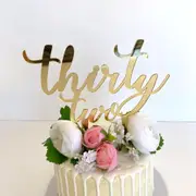 Acrylic Gold 'thirty two' Birthday Cake Topper