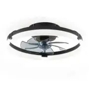 HINNIXY 20 in. Indoor Black Flush Mount Ceiling Fan w/LED, Smart APP+Remote