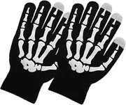 [Milisten] 2pcs Skull Touchscreen Gloves for Sports Biking Gloves for Outdoor Riding Warm and Cold-Resistant Full Finger for Men and Women