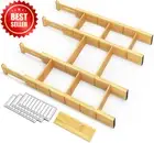Bamboo Drawer Dividers Adjustable Expandable 4 Dividers with Inserts & Labels