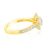 9ct Yellow Gold 1/10 Carat Diamond Cluster Ring with 27 Round Brilliant Diamonds, Q