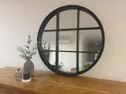Matte Black Round Framed Mirror Hamptons style 90cm Diam. French Provincial