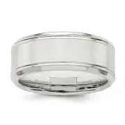 Silver 6mm Brushed Flat Beveled Edge Fancy Band Size 12 QWB120B