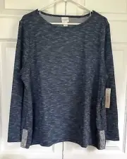 Chico"s NWT Size 3 $55 Weekends Spacedye Ring-Snap Tunic Top Colonial Coast