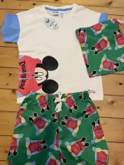 Size 7-8 BNWT Peter Alexander Disneyland Mickey Mouse Top + Shorts PJ Set + bag