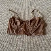 Skims Chai Glissenette Cropped Corset, Size Large New With Tags
