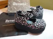 Pleaser Demonia Punk Shoes Flower Child Mary Jane Platform Sprite Floral & Black