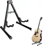 WizeFolk Foldable Metal Vertical Guitar Stand Floor A-Frame, Instrument Accessory for Acoustic Guitar, Bass, Electric Guitar,Ukulele, Banjo(Black)