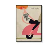 60cmx90cm Scooter Black Frame Canvas Wall Art