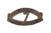 7th City Of Manchester Shoulder Title Brass Metal