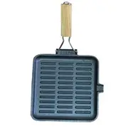 Supex Cast Iron Square Griddle Frypan With Folding Handle