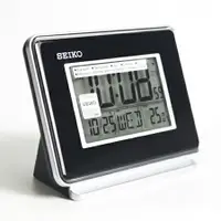 在飛比找樂天市場購物網優惠-日本品牌SEIKO精工黑色電子式鬧鐘 冷光液晶顯示大字座鐘 